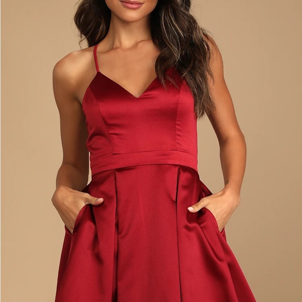 Lulus Be With You Wine Red Skater Dress